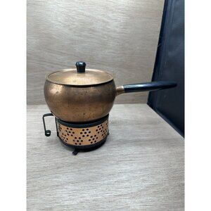 Vintage SIGG Switzerland Mid Century Copper Fondue Set Stand & Candle Burner